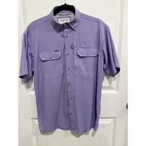 Poncho Magnetic Pockets Shirt Mens Size Small Lavender Vented Short Sleeve